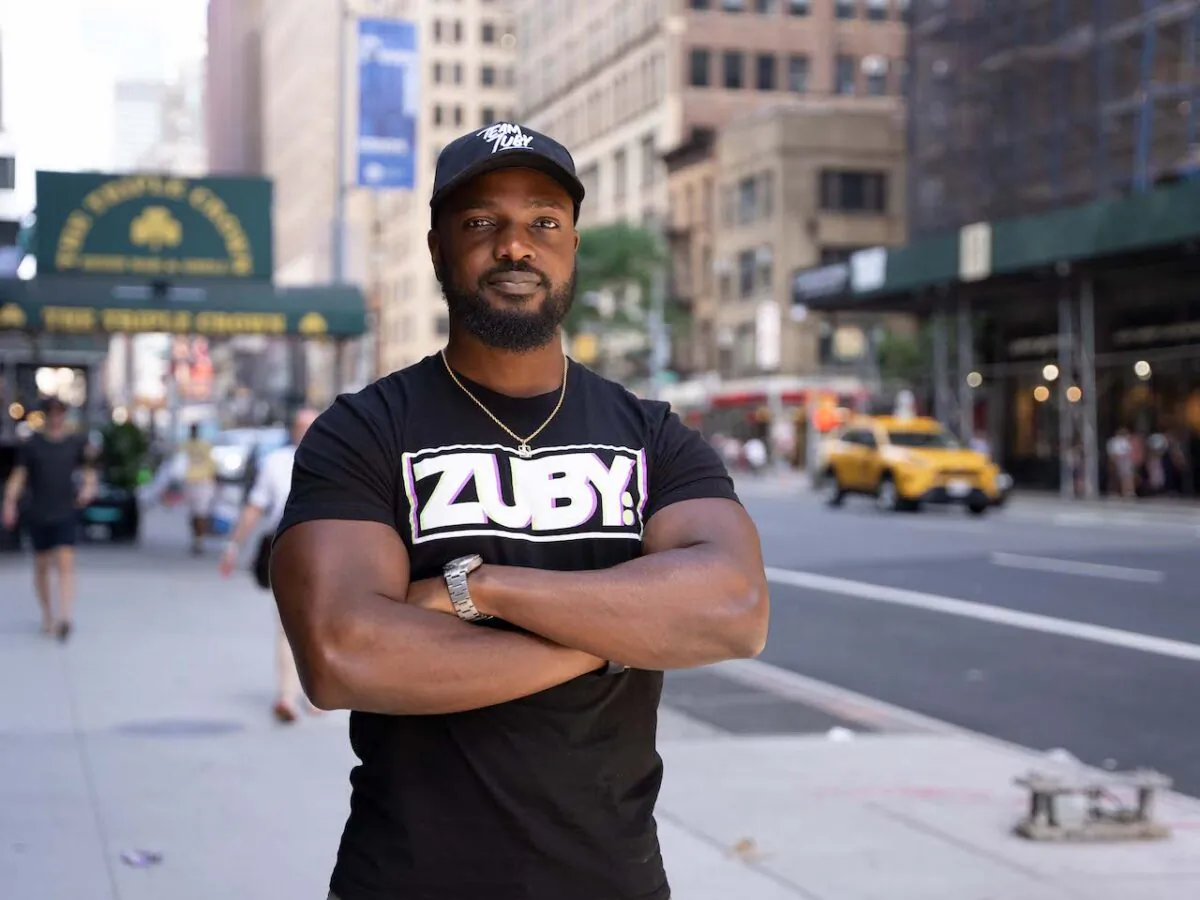 Zuby, a rapper, author, fitness coach, and political commentator, in New York on June 25, 2022. (Otabius Williams/The Epoch Times)