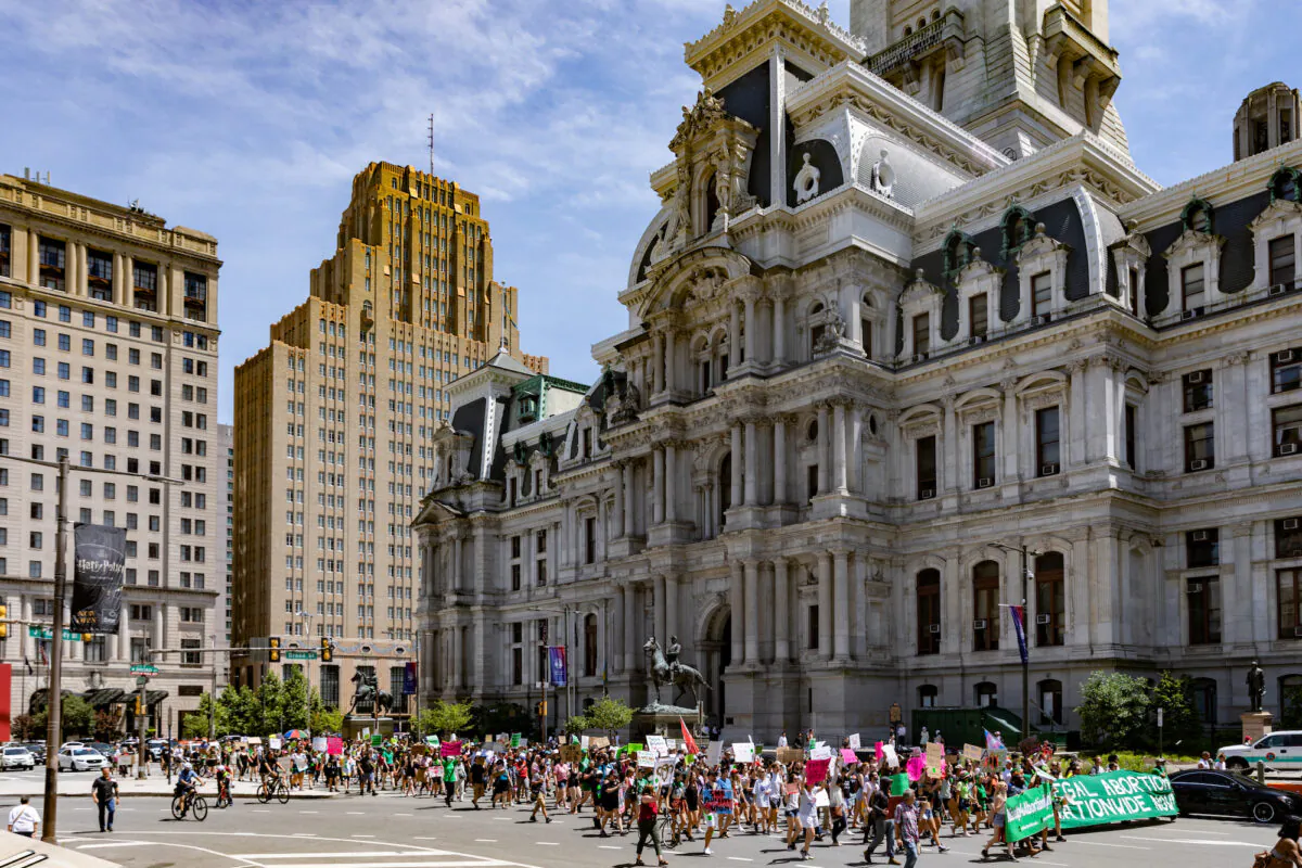 Pro-abortion protestors rally in Philadelphia, Pa., on July 4, 2022. (Hannah Beier/Getty Images)