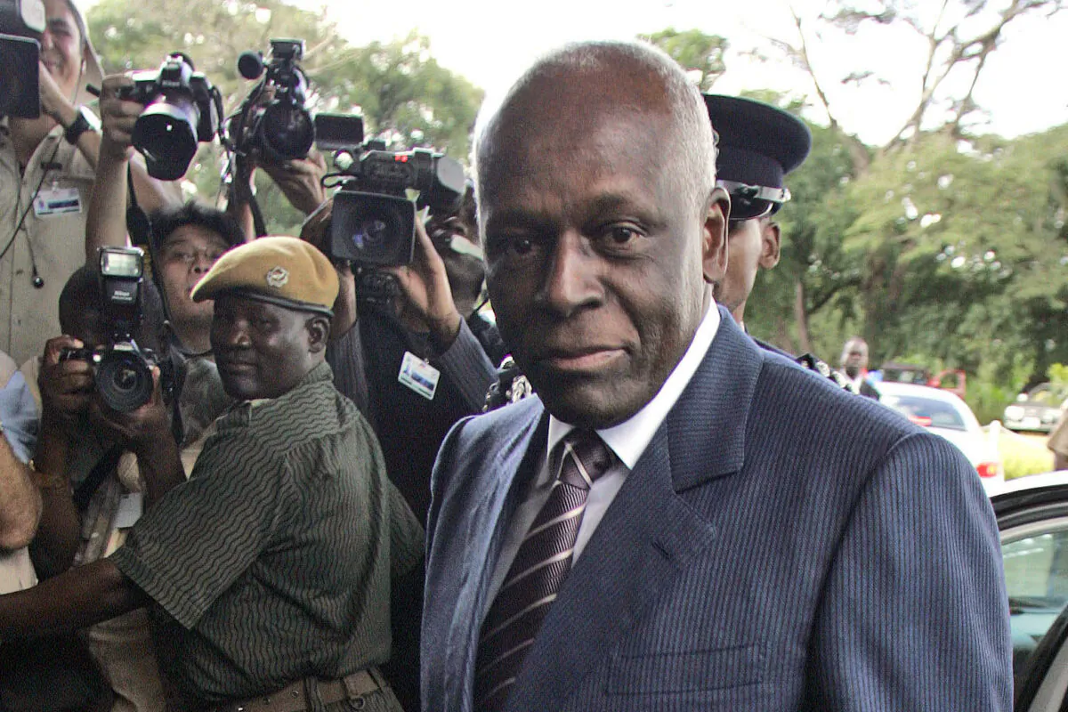 Angola President José Eduardo dos Santos arrives at the Mulungushi International Conference Center in Lusaka, Zambia, on April 12, 2008. Themba Hadebe/AP Photo)