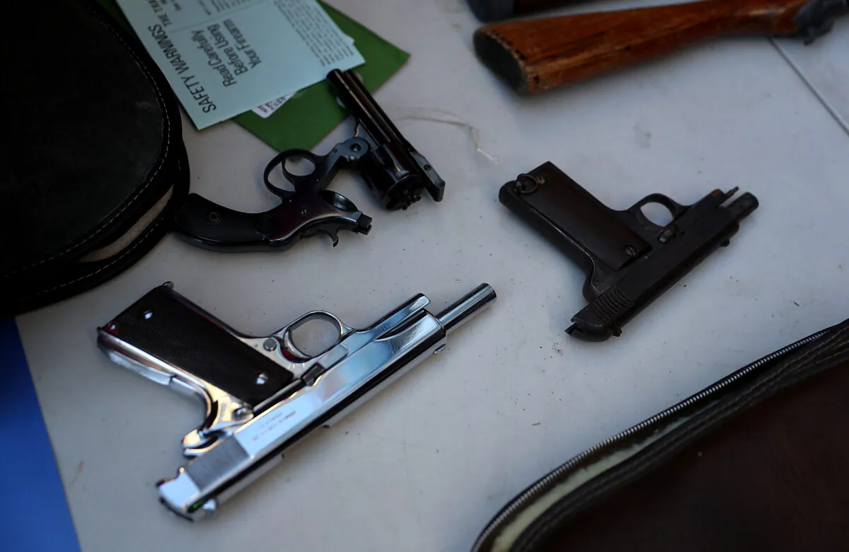 Guns in San Francisco, Calif., in a file image. (Justin Sullivan/Getty Images)