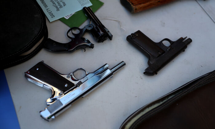 Owners of unwanted guns in San Luis Obispo can hand in the weapons in exchange for grocery cards on Saturday, Oct. 1, 2022, in this file image. (Justin Sullivan/Getty Images)