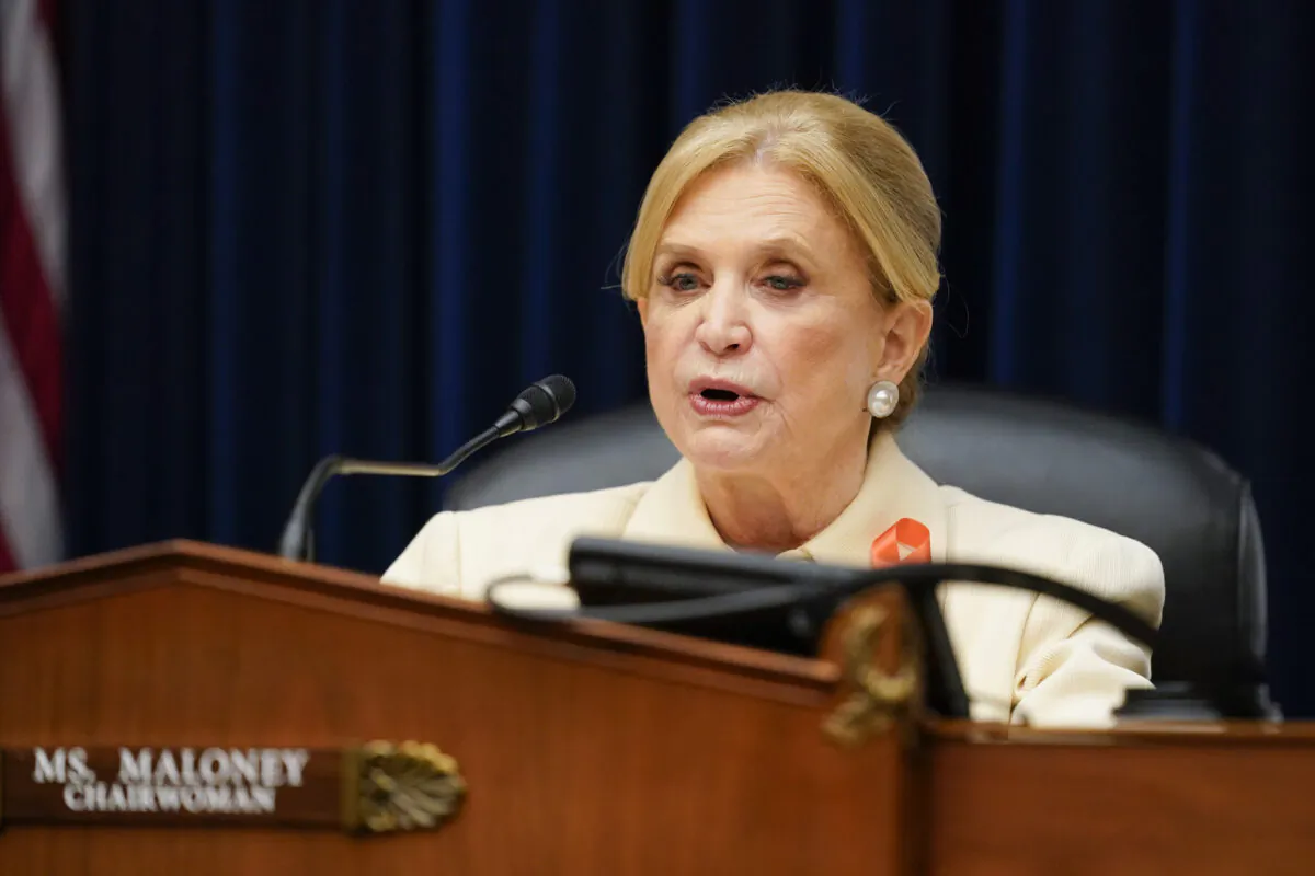 Rep. Carolyn Maloney (D-N.Y.), chairwoman of the House Oversight Committee, speaks during a hearing in Washington on June 8, 2022. (Andrew Harnik/Pool/Getty Images)