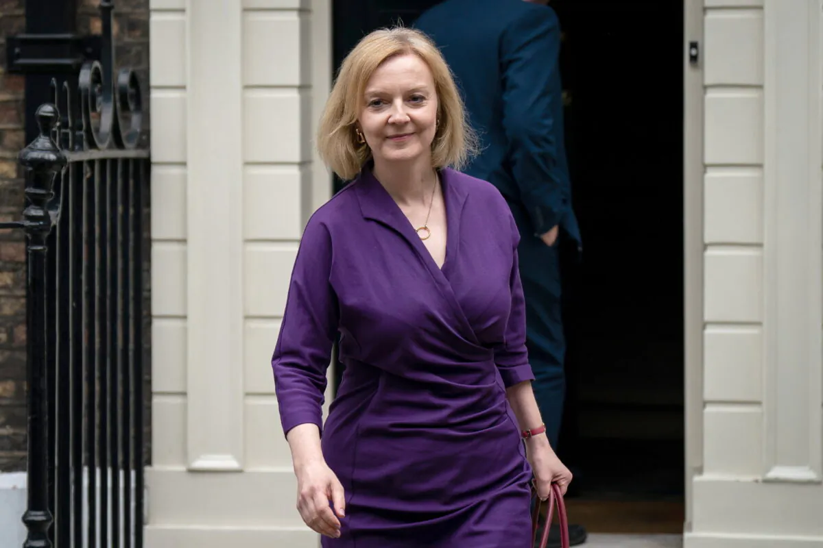 Foreign Secretary and Conservative leadership candidate Liz Truss leaving her campaign office in Westminster, London on July 22, 2022. (Aaron Chown/PA)