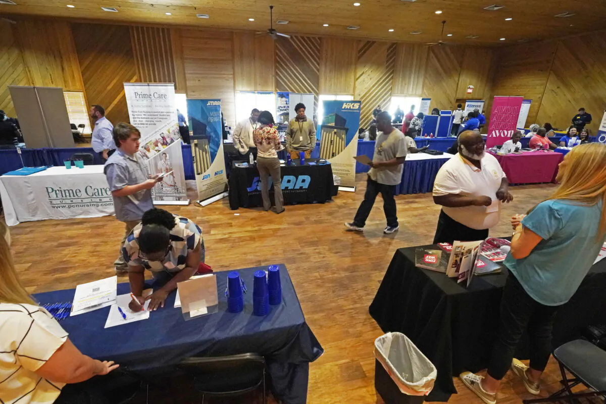 Veterans, the formerly incarcerated, and job seekers wanting to change professions, were invited to attend the 2022 Mississippi Re-Entry Job Fair in Jackson, Miss., on June 22, 2022. (Rogelio V. Solis/AP Photo)