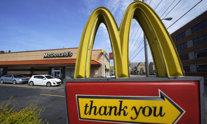 A sign in front of a McDonald's restaurant in Pittsburgh on April 23, 2022. (Gene J. Puskar/AP Photo)