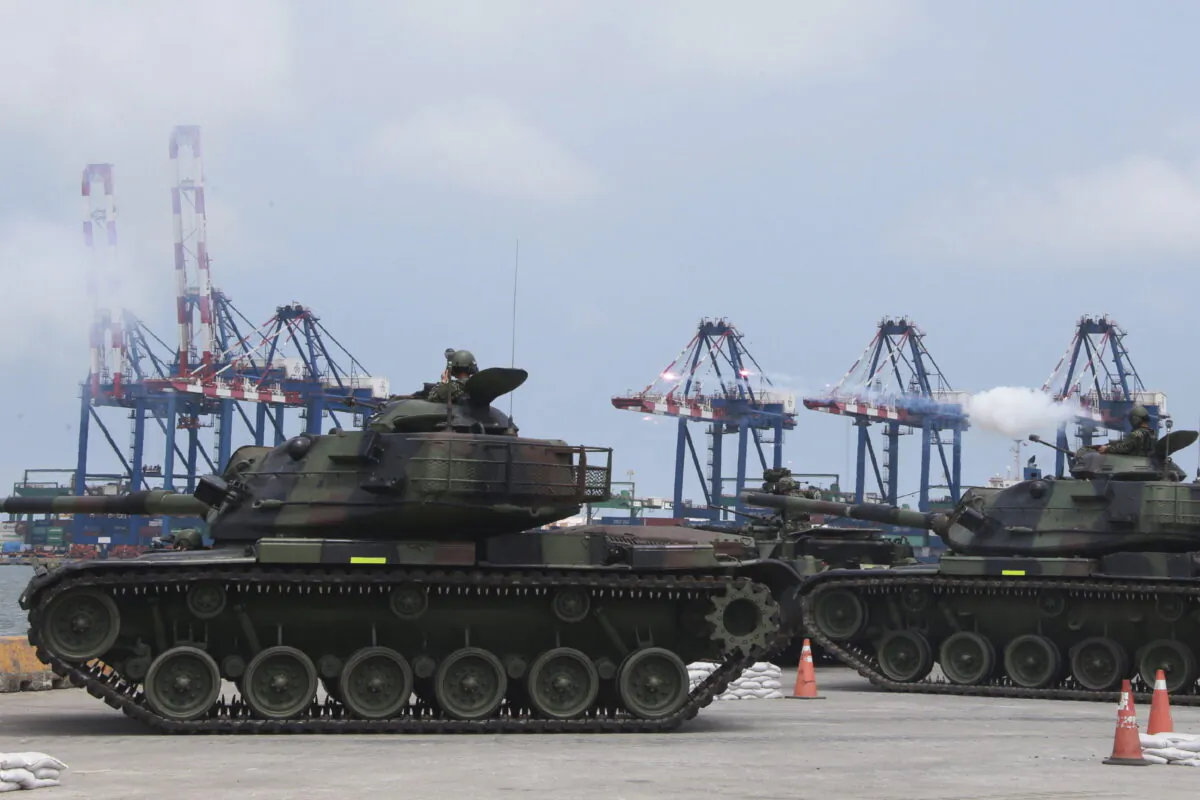 Taiwan military forces conduct anti-landing drills during the annual Han Kuang military exercises near New Taipei City, Taiwan, on July 27, 2022. (Taiwan Ministry of National Defense via AP, File)