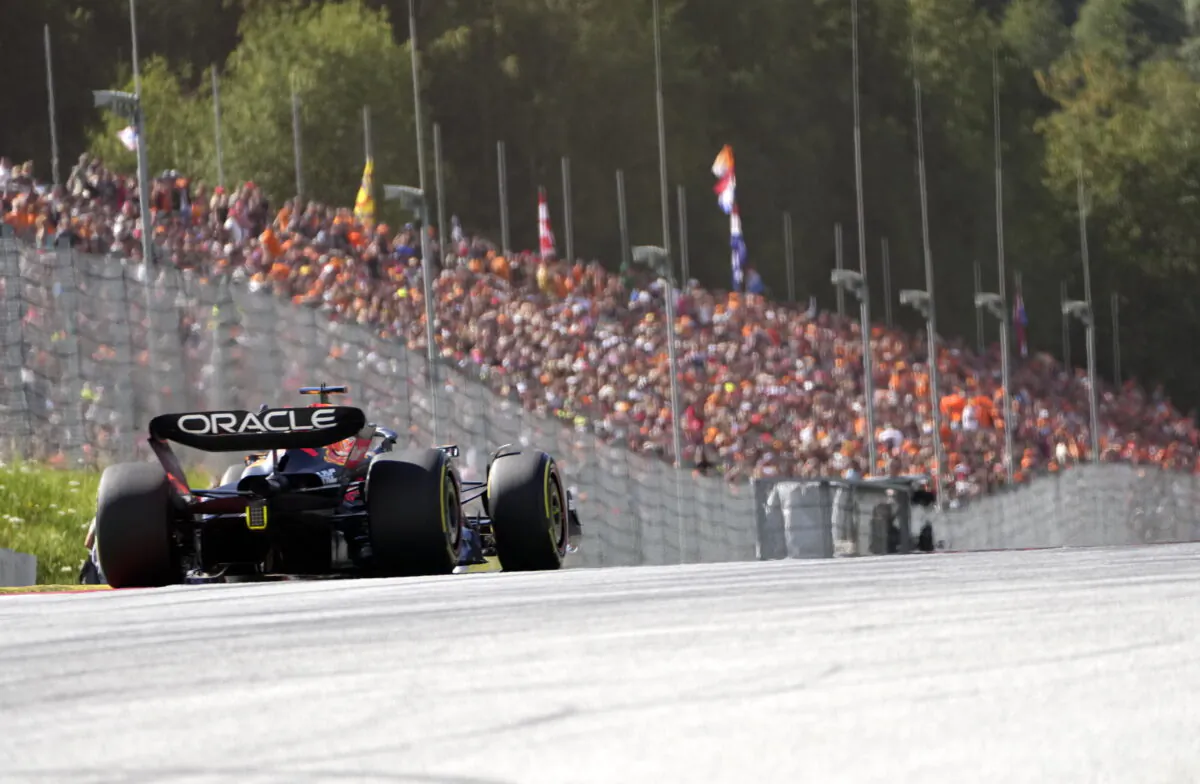 Red Bull driver Max Verstappen of the Netherlands steers his car during the Sprint Race qualifying session at the Red Bull Ring racetrack in Spielberg, Austria, on July 9, 2022. (Matthias Schrader/AP Photo)