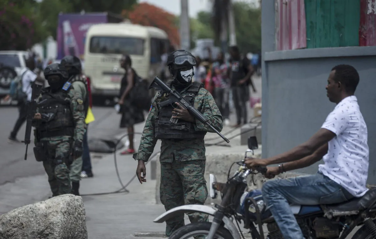 Armed forces secure the area of state offices of Port-au-Prince, Haiti, on July 11, 2022. (Odelyn Joseph/AP Photo)