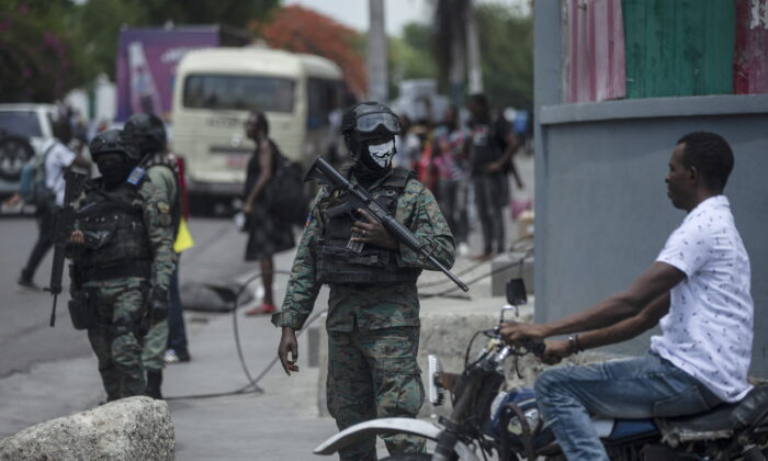 Armed forces secure the area of state offices of Port-au-Prince, Haiti, on July 11, 2022. (Odelyn Joseph/AP Photo)