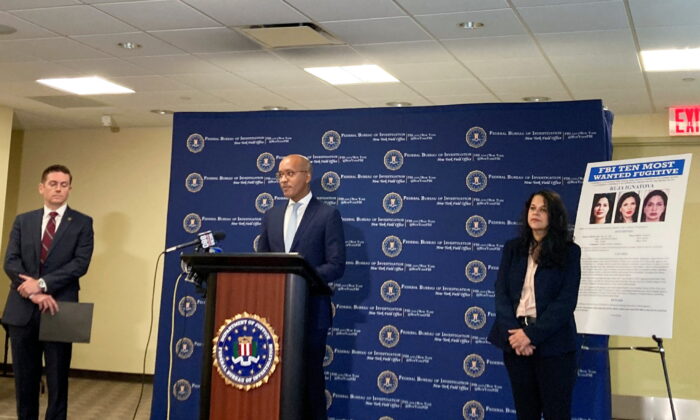 Damian Williams, the top federal prosecutor in Manhattan, speaks at a press conference to announce the addition of "Cryptoqueen" Ruja Ignatova to the FBI’s most-wanted fugitives list in New York on June 30, 2022. (Luc Cohen/Reuters)