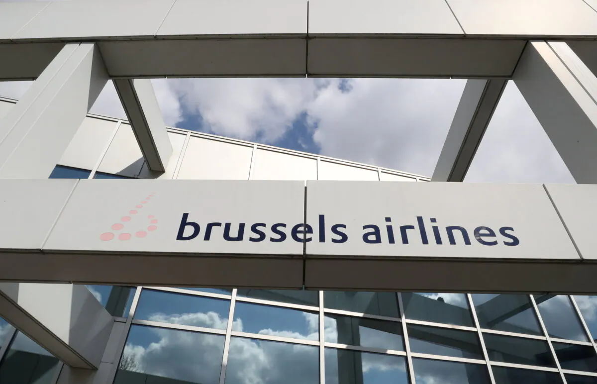 The logo of Brussels Airlines at the entrance of the company headquarters, near the International airport of Zaventem, during the coronavirus disease (COVID-19) outbreak in Diegem, Belgium on May 12, 2020. (Yves Herman/Reuters)