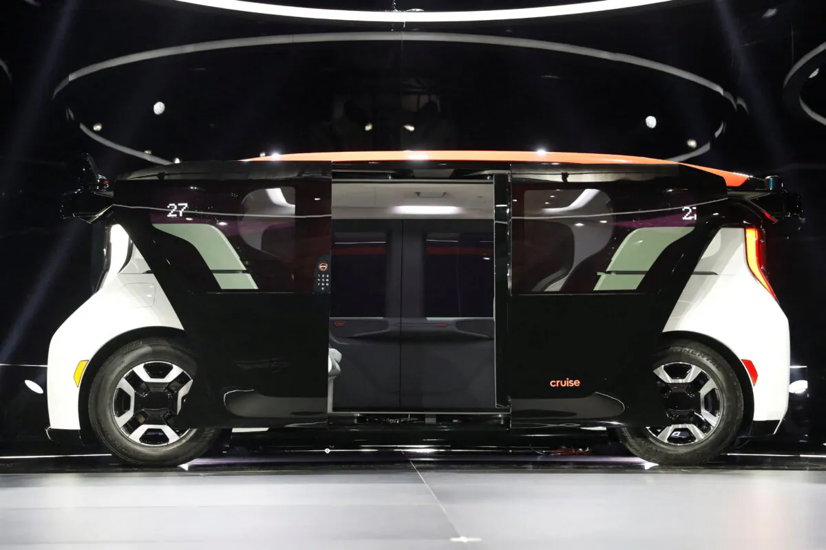 The Cruise Origin autonomous vehicle, a Honda and General Motors self-driving car partnership, is seen during its unveiling in San Francisco on Jan. 21, 2020. (Stephen Lam/Reuters)
