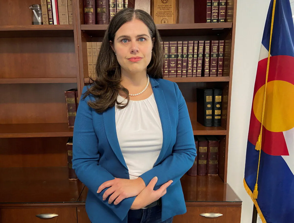 Colorado Secretary of State Jena Griswold poses for a portrait in Denver, Colo., on Aug. 18, 2021. (Linda So/Reuters)