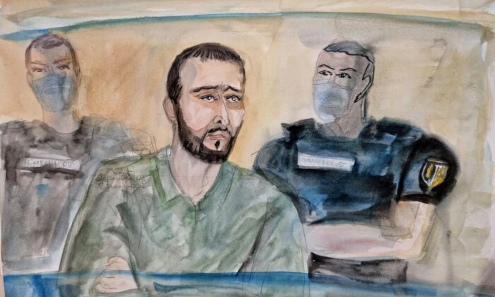 The artist's sketch is widely believed to be the only surviving member of the group suspected of carrying out the attack during the verdict of the November 2015 Paris terrorist attacks in a court in Paris. Shows Sara Abdeslam, one of the people.  June 29, 2022, Ile de la Cite, Paris (Elisabeth de Pourquery / France Televisions via Reuters)