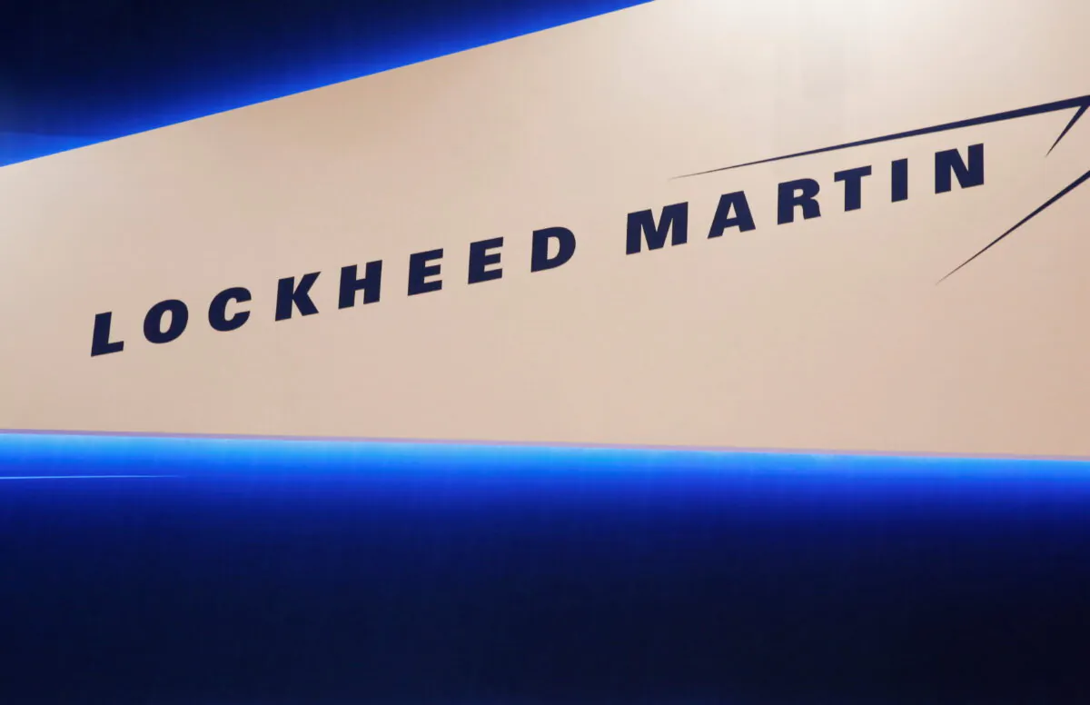 Lockheed Martin's logo during Japan Aerospace 2016 air show in Tokyo on Oct. 12, 2016. (Kim Kyung-Hoon/Reuters)