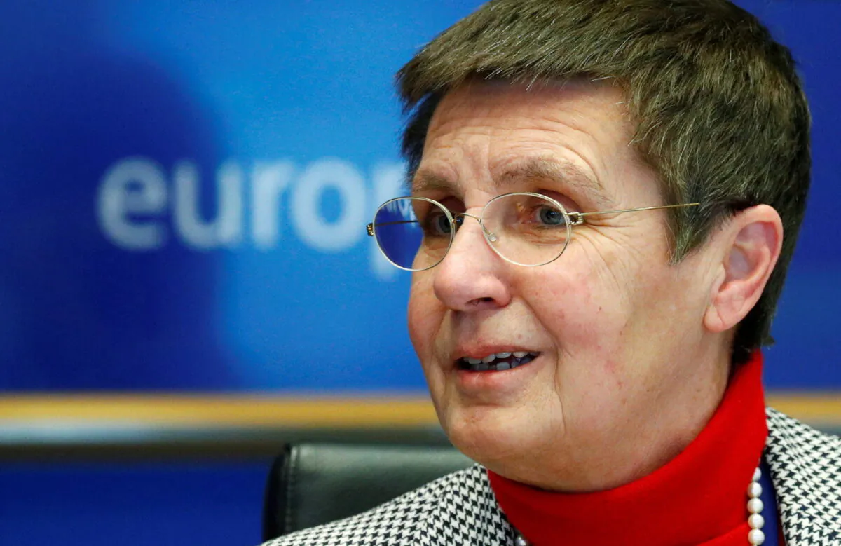 Elke Koenig, head of the Single Resolution Board, testifies before the European Parliament's Economic and Monetary Affairs Committee in Brussels, Belgium, on Dec. 3, 2019. (Francois Lenoir/Reuters)
