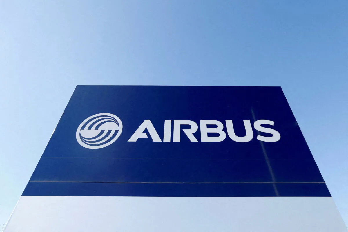 A logo of Airbus at Airbus headquarters in Blagnac near Toulouse, France, on Feb. 14, 2019. (Regis Duvignau/Reuters)