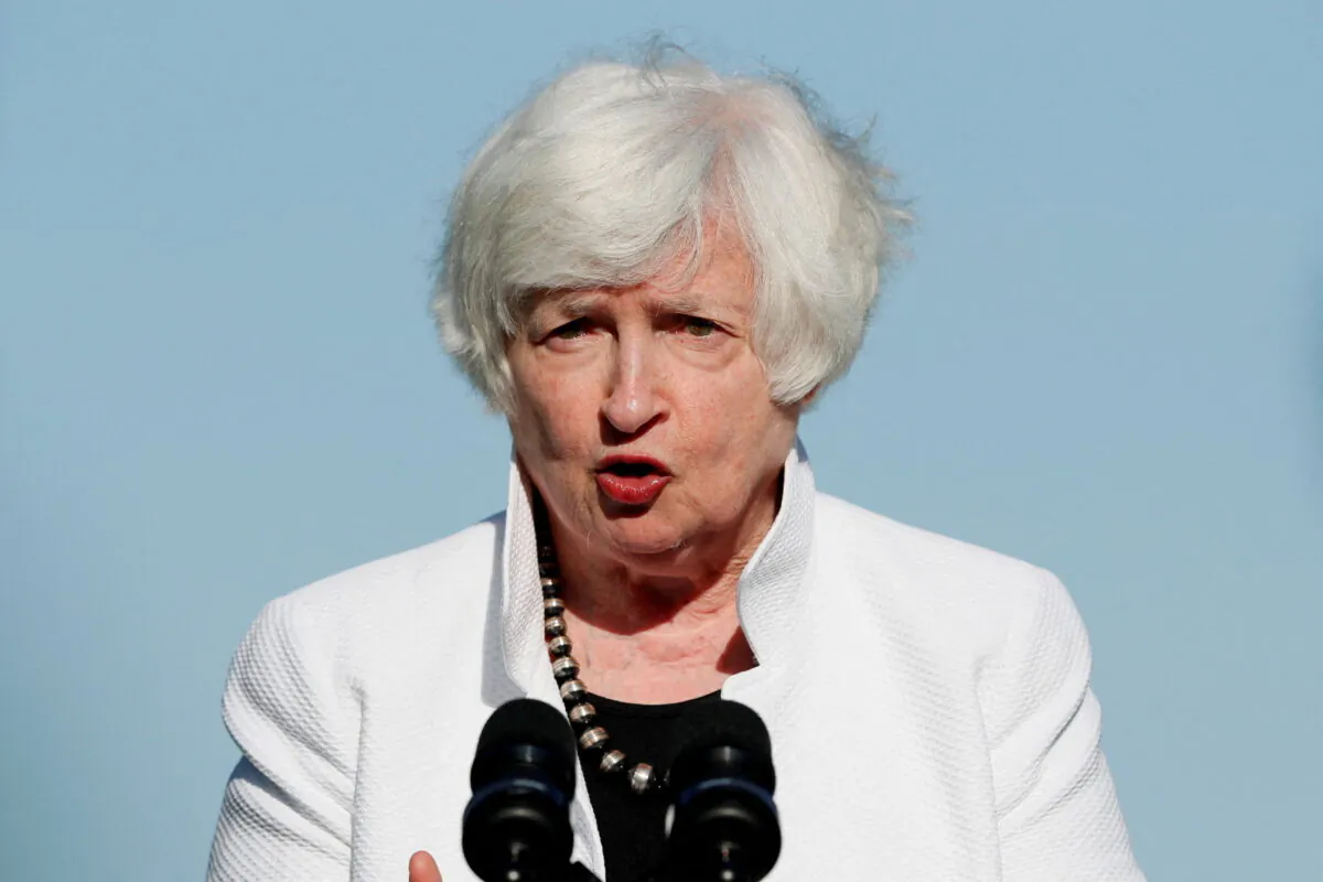 U.S. Treasury Secretary Janet Yellen speaks during a news conference in Nusa Dua, Bali, Indonesia, on July 14, 2022. (Made Nagi/Pool via Reuters)