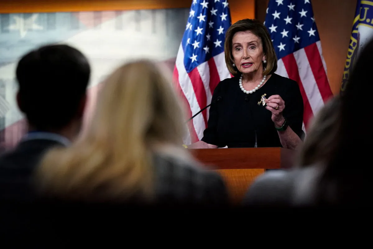 U.S. House Speaker Nancy Pelosi (D-Calif.) holds her weekly news conference with reporters on Capitol Hill in Washington on July 14, 2022. (Reuters/Elizabeth Frantz)