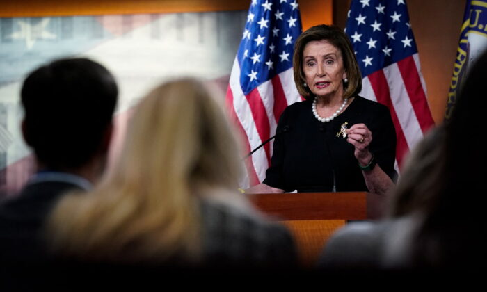 U.S. House Speaker Nancy Pelosi (D-Calif.) holds her weekly news conference with reporters on Capitol Hill in Washington on July 14, 2022. (Reuters/Elizabeth Frantz)
