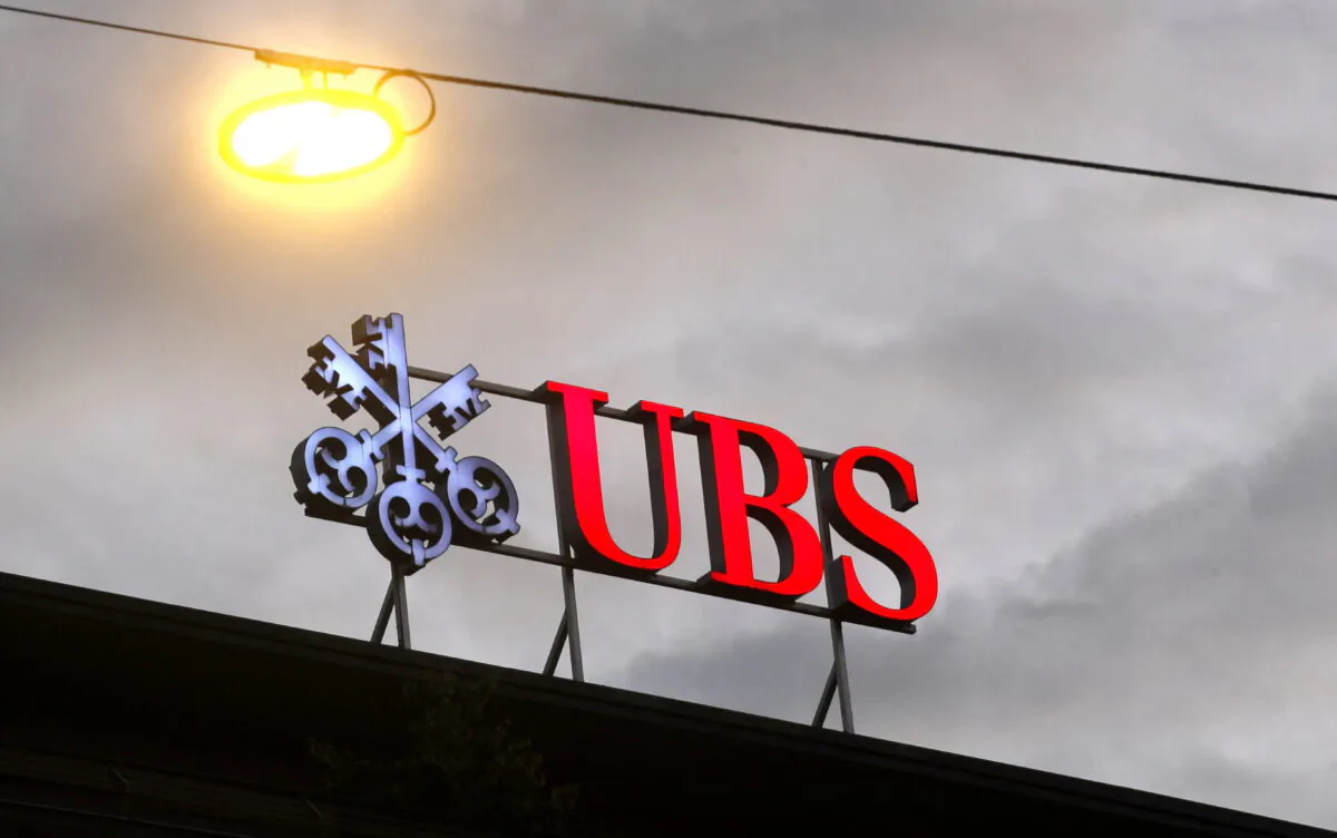 The logo of Swiss bank UBS at a branch office in Zurich on June 22, 2020. (Arnd Wiegmann/Reuters)