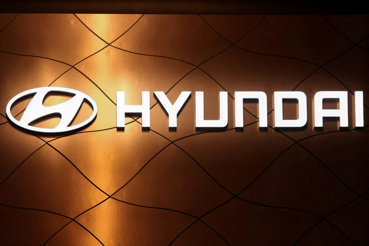 The logo of Hyundai Motor Company is pictured at the New York International Auto Show, in Manhattan, New York, on April 13, 2022. (Andrew Kelly/Reuters)