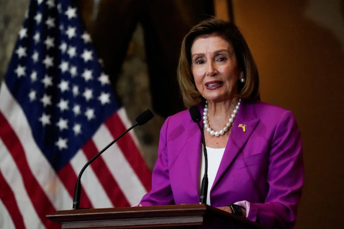 House Speaker Nancy Pelosi (D-Calif.) speaks at the U.S. Capitol in Washington on July 27, 2022. (Elizabeth Frantz/Reuters)