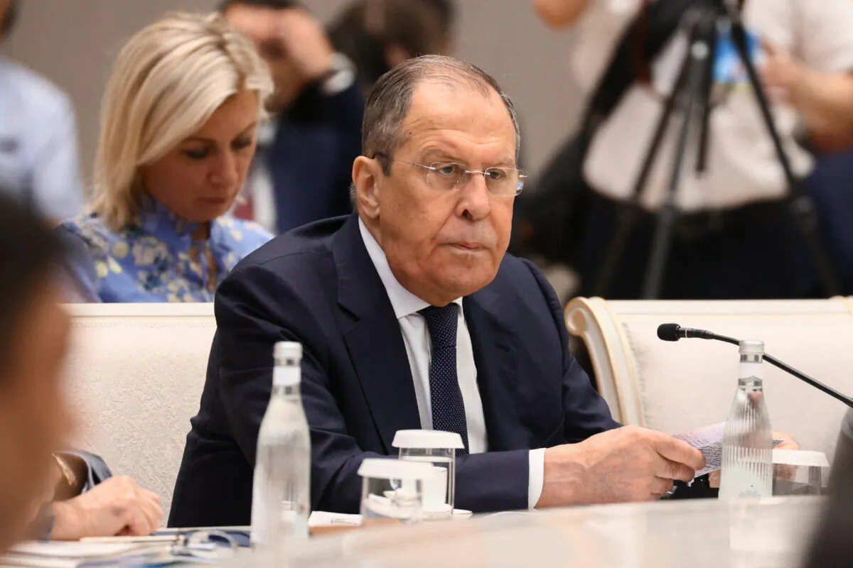 Russian Foreign Minister Sergei Lavrov attends a session of the Foreign Ministers Council of the Shanghai Cooperation Organization (SCO) in Tashkent, Uzbekistan, on July 29, 2022. (Russian Foreign Ministry/Handout via Reuters)