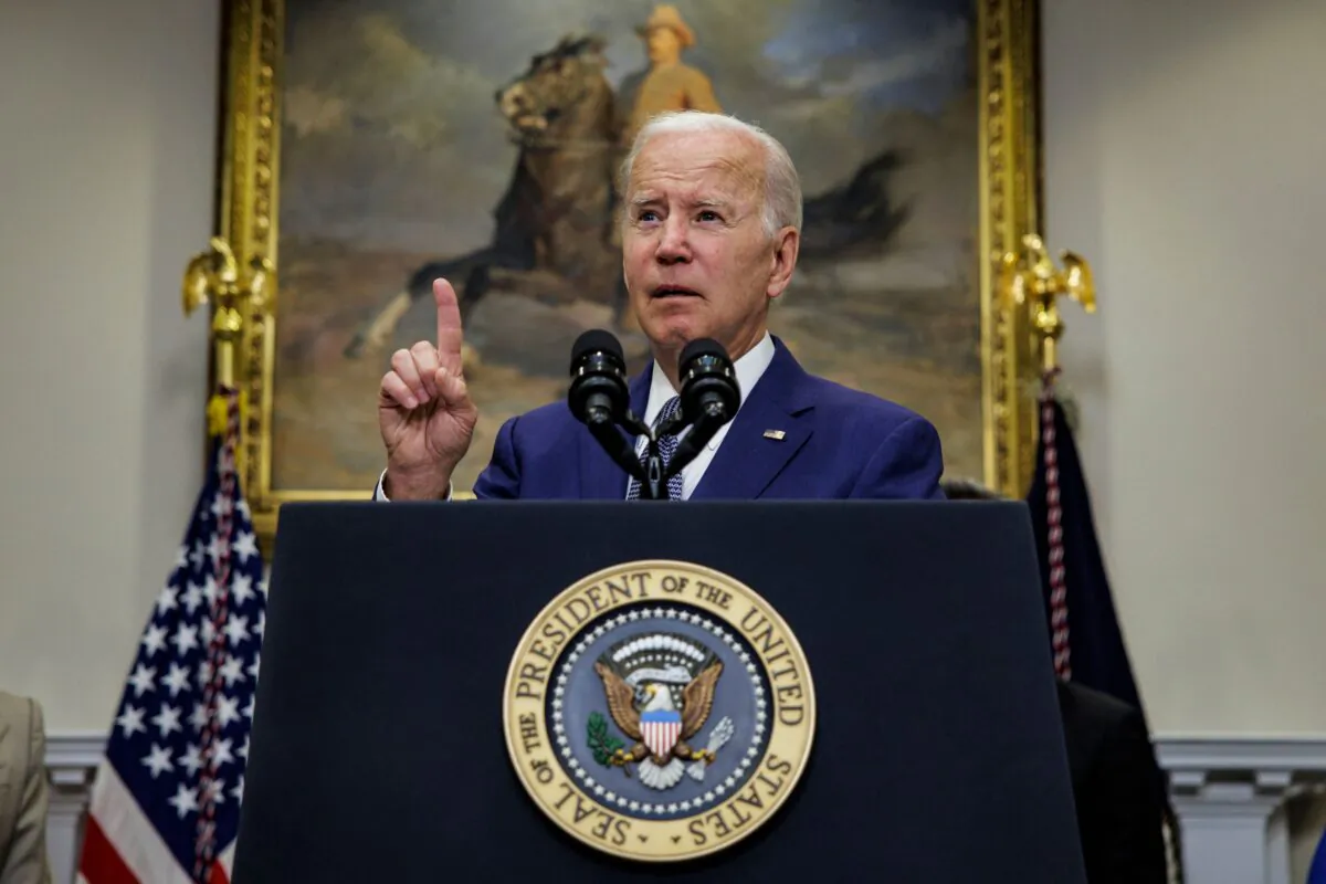 President Joe Biden speaks before signing an executive order on access to abortion in the Roosevelt Room of the White House on July 8, 2022. (Samuel Corum/AFP via Getty Images)