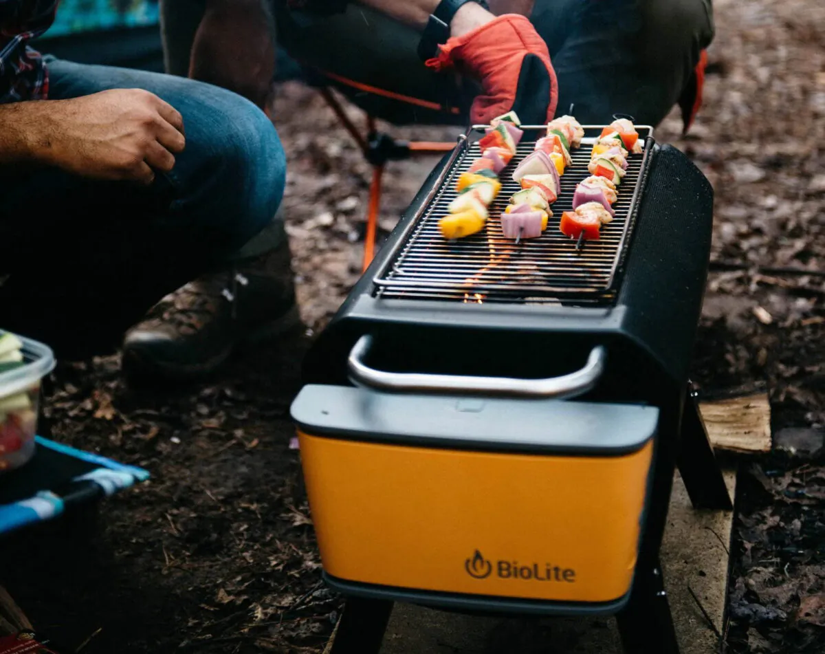 Take kebabs and s'mores to a whole new level with BioLite's smoke-free open fire system. (Courtesy of BioLite)