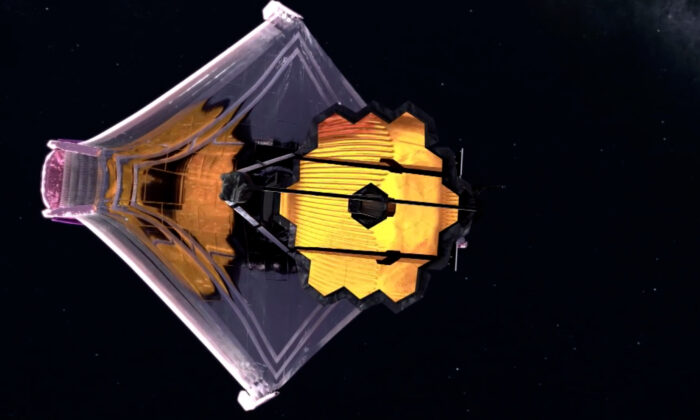 An illustration of the James Webb Space Telescope in space. (NASA)