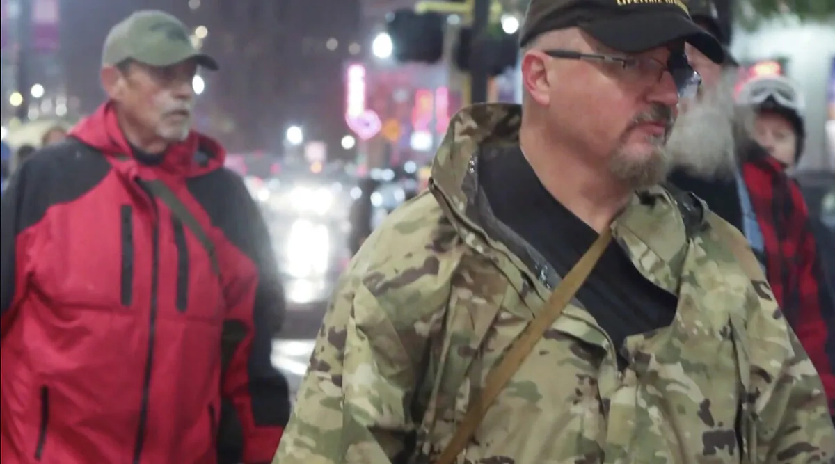 Oath Keepers founder Elmer Stewart Rhodes III testified in an Alaska civil trial on Dec. 19, 2022. (Real Story of Jan. 6/Epoch TV)