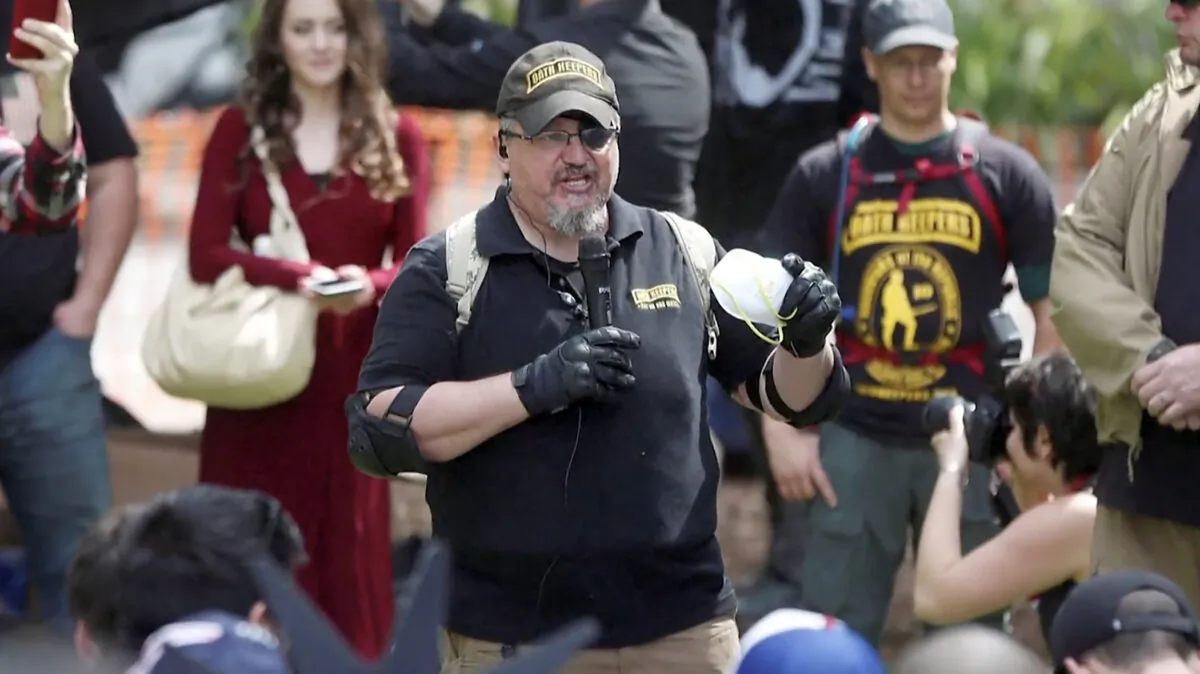 Oath Keepers founder Elmer Stewart Rhodes III has said the group did not attack the Capitol on Jan. 6, 2021. (Jim Urquhart/Reuters)