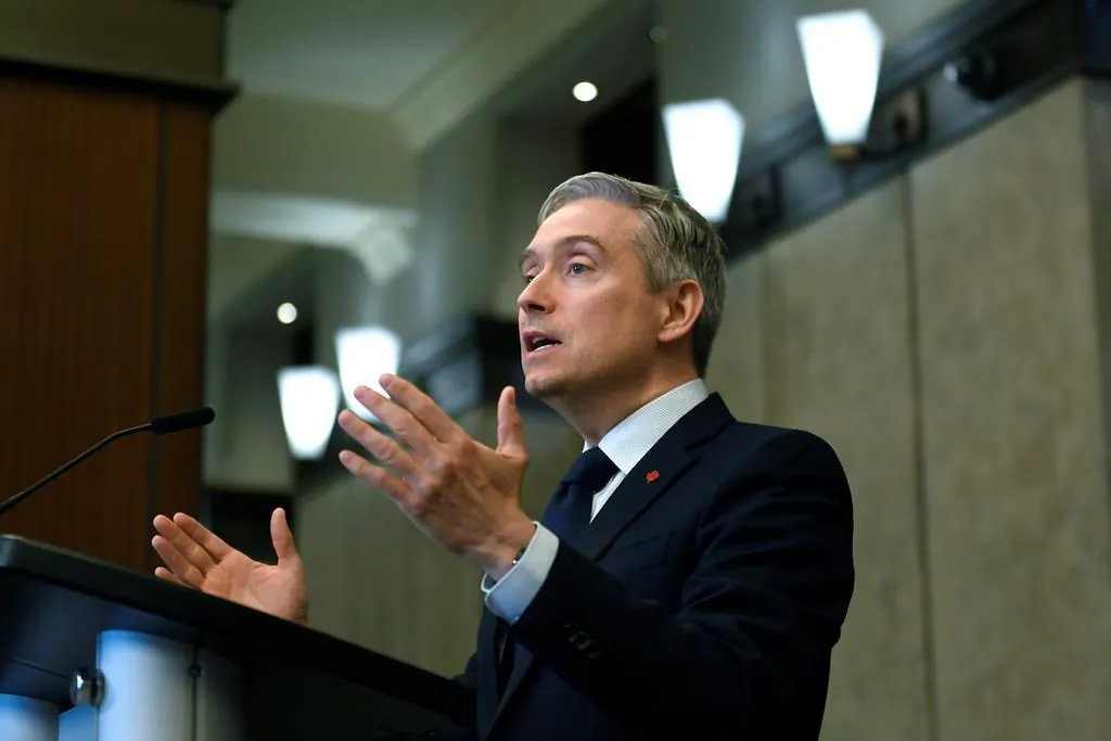 Minister of Innovation, Science, and Industry Francois-Philippe Champagne speaks during an announcement on Parliament Hill in Ottawa, on June 16, 2022. (The Canadian Press/Justin Tang)