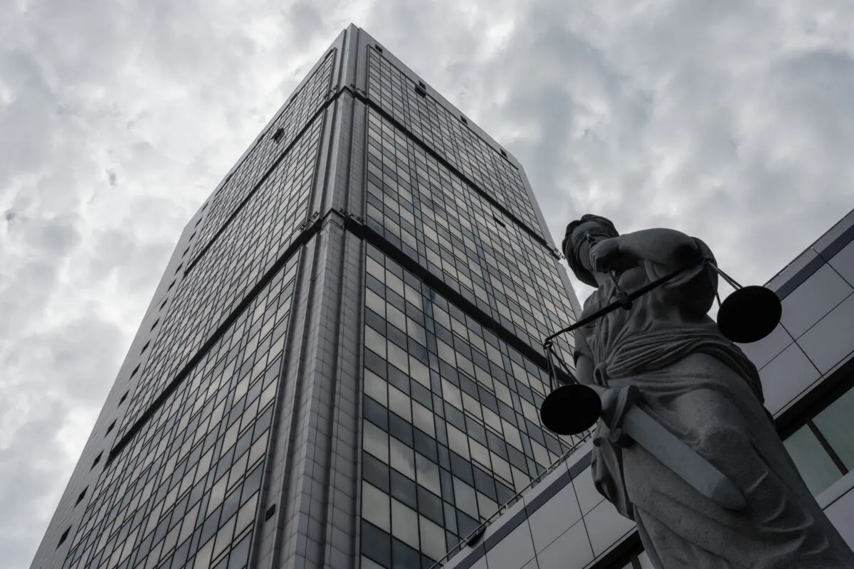 A general view of the building of the Court of Appeal in Kyiv, on May 20, 2022. (Yasuyoshi Chiba/AFP via Getty Images)