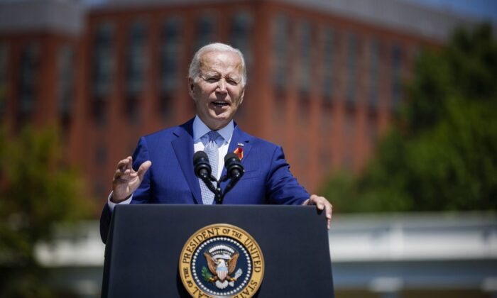 President Joe Biden delivers remarks at an event to celebrate the Bipartisan Safer Communities Act on the South Lawn of the White House in Washington, on July 11, 2022. (Chip Somodevilla/Getty Images)