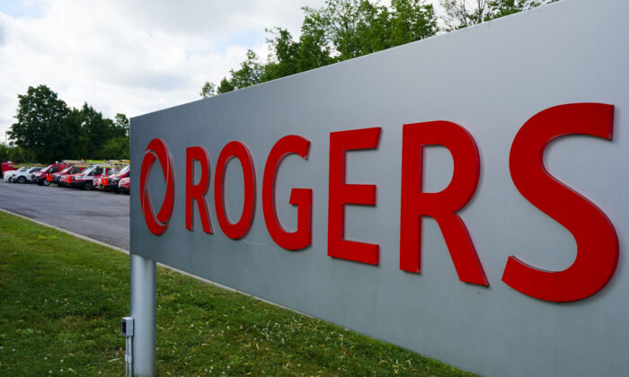 Telecommunications company  Rogers Communications signage is pictured in Ottawa on July 12, 2022. (The Canadian Press/Sean Kilpatrick)