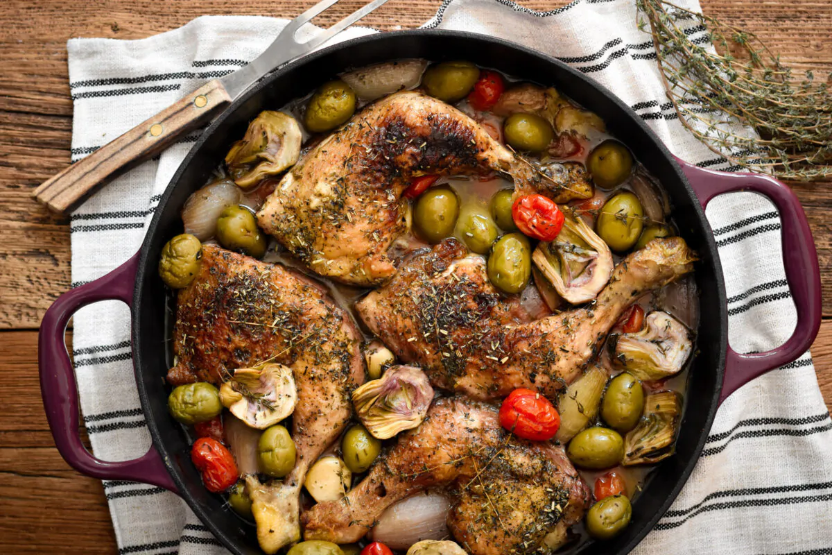 This dish starts on the stovetop for crisp, golden skin, then finishes in the oven for juicy meat and an irresistible sauce. (Audrey Le Goff)