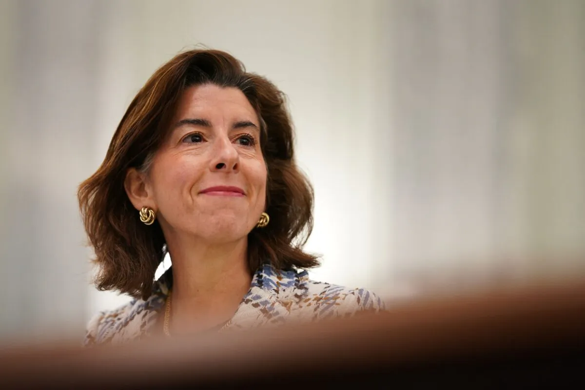 US Commerce Secretary Gina Raimondo testifies before the Senate Commerce, Science and Transportation Committee during a hearing on Capitol Hill in Washington on April 27, 2022. (STEFANI REYNOLDS/AFP via Getty Images)