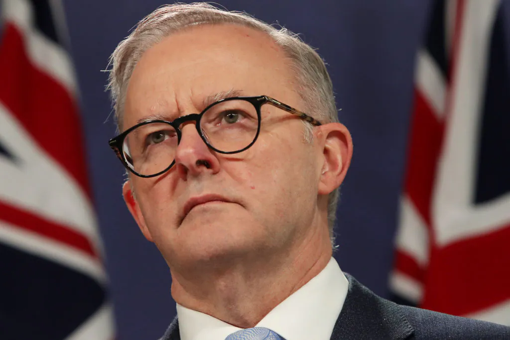 Australian Prime Minister Anthony Albanese speaks during a joint press conference with NZ Prime Minister Jacinda Ardern in Sydney, Australia on July 8, 2022. (Lisa Maree Williams/Getty Images)