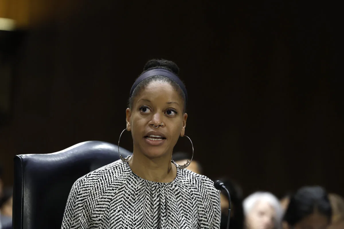 Khiara Bridges, a law professor at the University of California, Berkeley speaks during a hearing in Washington on July 12, 2022. (Anna Moneymaker/Getty Images)