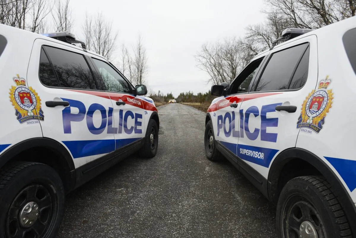 Two Kingston Police cars are seen in Kingston, Ontario, on Nov. 28, 2019. (Sean Kilpatrick/The Canadian Press)