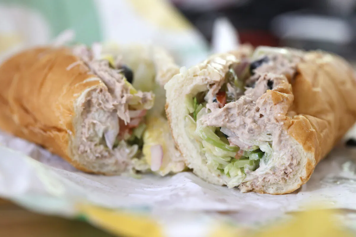 A tuna sandwich from Subway is displayed in San Anselmo, Calif., on June 22, 2021. (Justin Sullivan/Getty Images)