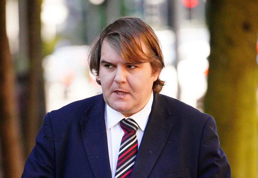 Bridgend MP Jamie Wallis arrives at Cardiff Magistrates' Court in Wales on July 11, 2022. (PA)