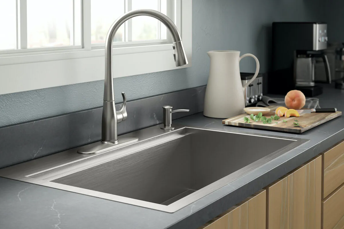 Dual-mount kitchen sinks are not only available, they can also come loaded with extra features. (Kohler/TNS)