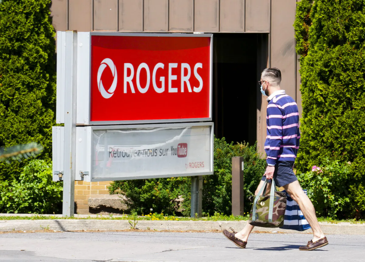 Telecommunications company Rogers Communications signage is pictured in Ottawa on July 12, 2022. (The Canadian Press/Sean Kilpatrick)