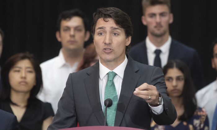 Prime Minister Justin Trudeau speaks during an electric battery announcement at Queen’s University in Kingston, Ontario, on July 13, 2022. (Lars Hagberg/The Canadian Press)