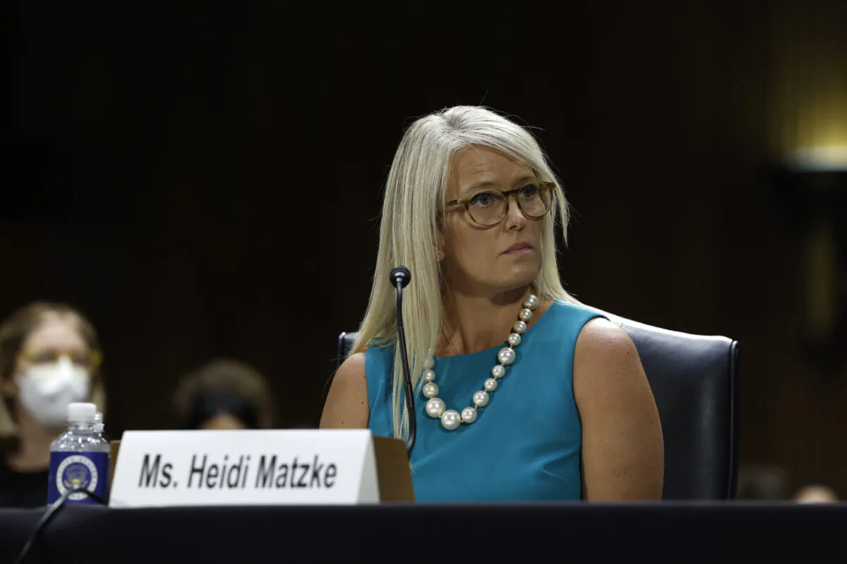 Alternatives Pregnancy Center Executive Director Heidi Matzke speaks during a hearing with the Senate Judiciary Committee in the Dirksen Senate Office Building in Washington on July 12, 2022. (Anna Moneymaker/Getty Images)