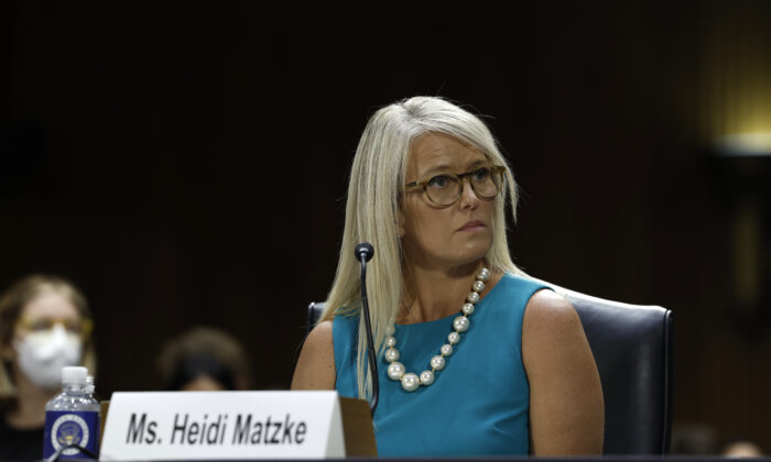Alternatives Pregnancy Center Executive Director Heidi Matzke speaks during a hearing with the Senate Judiciary Committee in the Dirksen Senate Office Building in Washington on July 12, 2022. (Anna Moneymaker/Getty Images)
