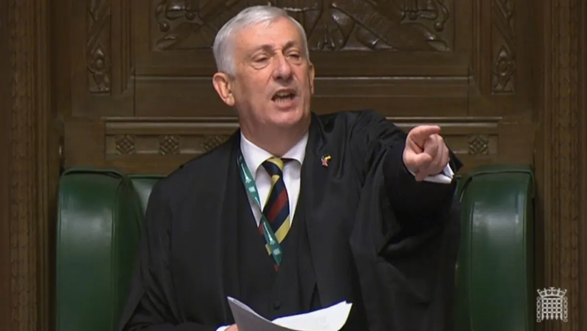 Speaker Sir Lindsay Hoyle as he throws out Alba Party pair Kenny MacAskill (East Lothian) and Neale Hanvey (Kirkcaldy and Cowdenbeath) at the start of Prime Minister's Questions in the House of Commons, London, on July 13, 2022. (House of Commons)